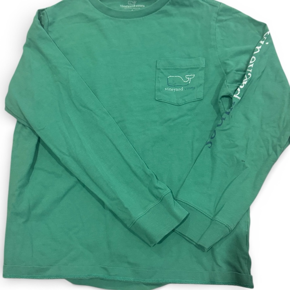 Vineyard Vines Teal-Green Long Sleeve Pocket Shirt